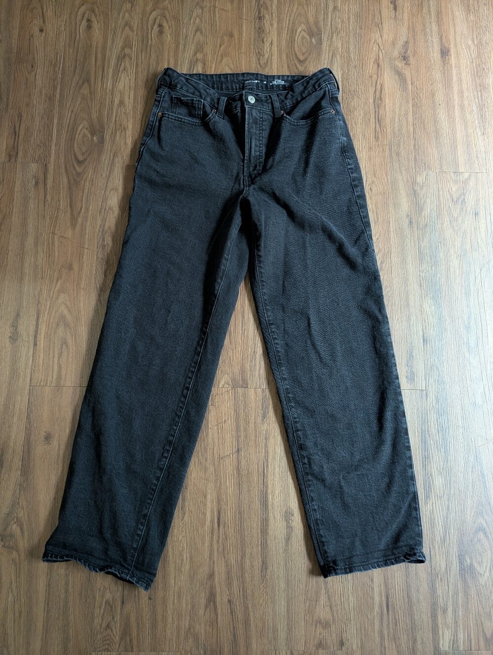 Old Navy Women's Black High Rise Loose Straight Jeans Sz 10